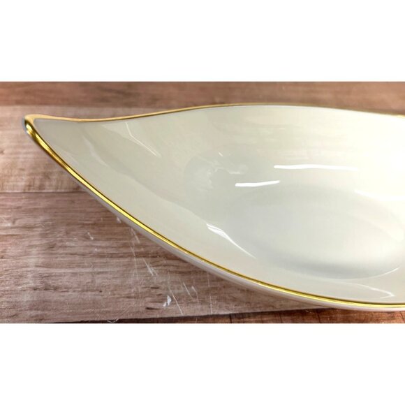 Lenox Ivory Gold Trim Decorative Ceramic Leaf Dish - Picture 2 of 6